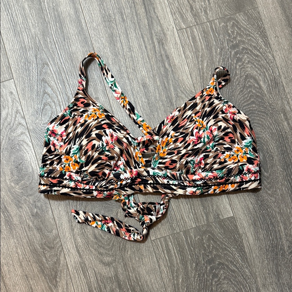 Floral Zebra Print Bikini Top